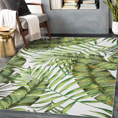 GARVEE 9x12 Washable Area Rug Palm Tree Leaf Area Rug Indoor Throw Carpet Rug Non Slip Low Profile Non-Shedding Large Area Rug for Living Room Bedroom Kitchen, 9' x 12' Green