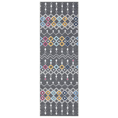 GARVEE Vintage Geometric Runner Rug 2x6 Faux Wool Moroccan Design Non-Slip Washable Soft Low Pile Foldable for Living Room Bedroom