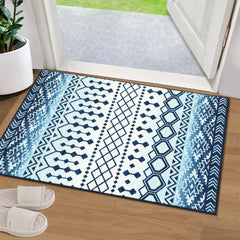 GARVEE Washable Rugs 6x9 Rug for Bedroom Bohemian Blue Rug Low Pile Bedroom Rug Modern Rug Moroccan Geometric Floor Mat Non Slip Area Rugs Throw Rugs for Office Classroom, Blue