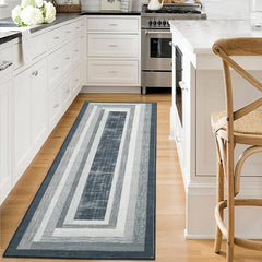 GARVEE Abstract Geometric Runner Rug 2x6 Machine Washable Runner Rug Non Slip Kitchen Rug Soft Easy-Cleaning Carpet Ultra-Thin Runner Rug for Dining Room Hallway Living Room BedRoom Office,Grey