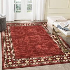 GARVEE Large Rug 3x5 Washable Ultra Soft Rugs Non Slip Low Pile Carpet Large Living Room Rug for Farmhouse Nursery Bedroom Office, Red