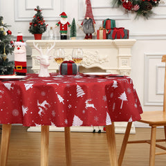 GARVEE Christmas Table Cloth Round 60 Inch, Waterproof Winter Holiday Xmas Deer Tree Kitchen Christmas Decorations for Table, Round Table Cloth for Home Party Dining Table Décor Indoor Outdoor