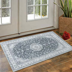 GARVEE Vintage Area Rug Small Medallion Boho Tribal Area Rugs Machine Washable Distressed Rug Stain & Water Resistant Non-Slip Area Rug for Living Room Bedroom, 2' x 3' Dark Grey