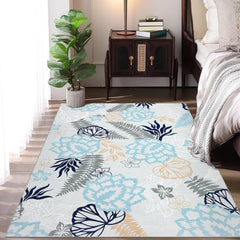 GARVEE 4x6 Farmhouse Floral Rug Non-Slip Machine Washable Polyester Low Pile Indoor Carpet for Bedroom, Living Room, Office