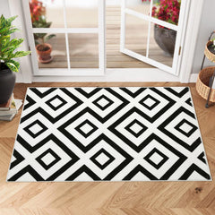 GARVEE Washable Rugs 8x10 Rug for Living Room Moroccan Bedroom Decor Fluffy Soft Carpet Non Skip Floor Mats Modern Geometric Large Rug for Classroom Nursery Dining Room Office, Black 8'x10'