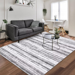 GARVEE Living Room Rug 8X10 Machine Washable Bedroom Rug Modern Rug Abstract Indoor Carpet Non Slip Accent Rug Low Pile Foldable Rug for Dining Room Nursery Office, Grey