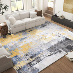 GARVEE Washable Rug 6'x9' Living Room Area Rug Modern Abstract Area Rug Large Contemporary Rug Indoor Non Slip Rugs Accent Carpet for Bedroom Kitchen Home Office,Yellow