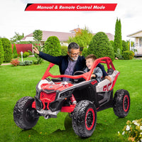 GARVEE 2-Seater Can-Am Ride-On UTV: 4WD, Remote Control, 2x24V Batteries, 4x200W Motors, 23" Seat, EVA Tires, Spring Suspension, for Kids - Red