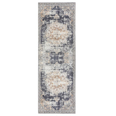 GARVEE - Alfombra clásico Lavable, de 2 x 6 Pulgadas, con diseño de medallón Oriental, Parte Trasera de Goma de Perfil bajo, Ideal para Sala de Estar, Comedor, recámara, Oficina, Color Beige