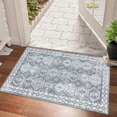 GARVEE 5x7 Rug for Living Room Boho Throw Rugs with Rubber Backing Washable Rugs Bedroom Rugs Soft Rug No Shedding Floor Mats Vintage Area Rugs for Entryway Office Rug Grey 5'x7'