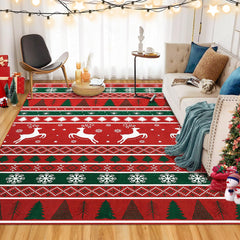 GARVEE Washable Area Rug 6x9 Rug for Living Room Modern Christmas Rug Tree Deer Snowflake Bedroom Rug Soft Non Slip Carpet Stain Resistant Large Area Rug for Dining Room Classroom 6'x9' Red/Green