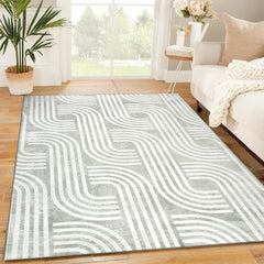 GARVEE Washable 9x12 Arch Pattern Rug, Soft & Non-Slip, 100% Polyester, Modern Knot Print, Indoor Carpet for Living Room, Bedroom, Kitchen