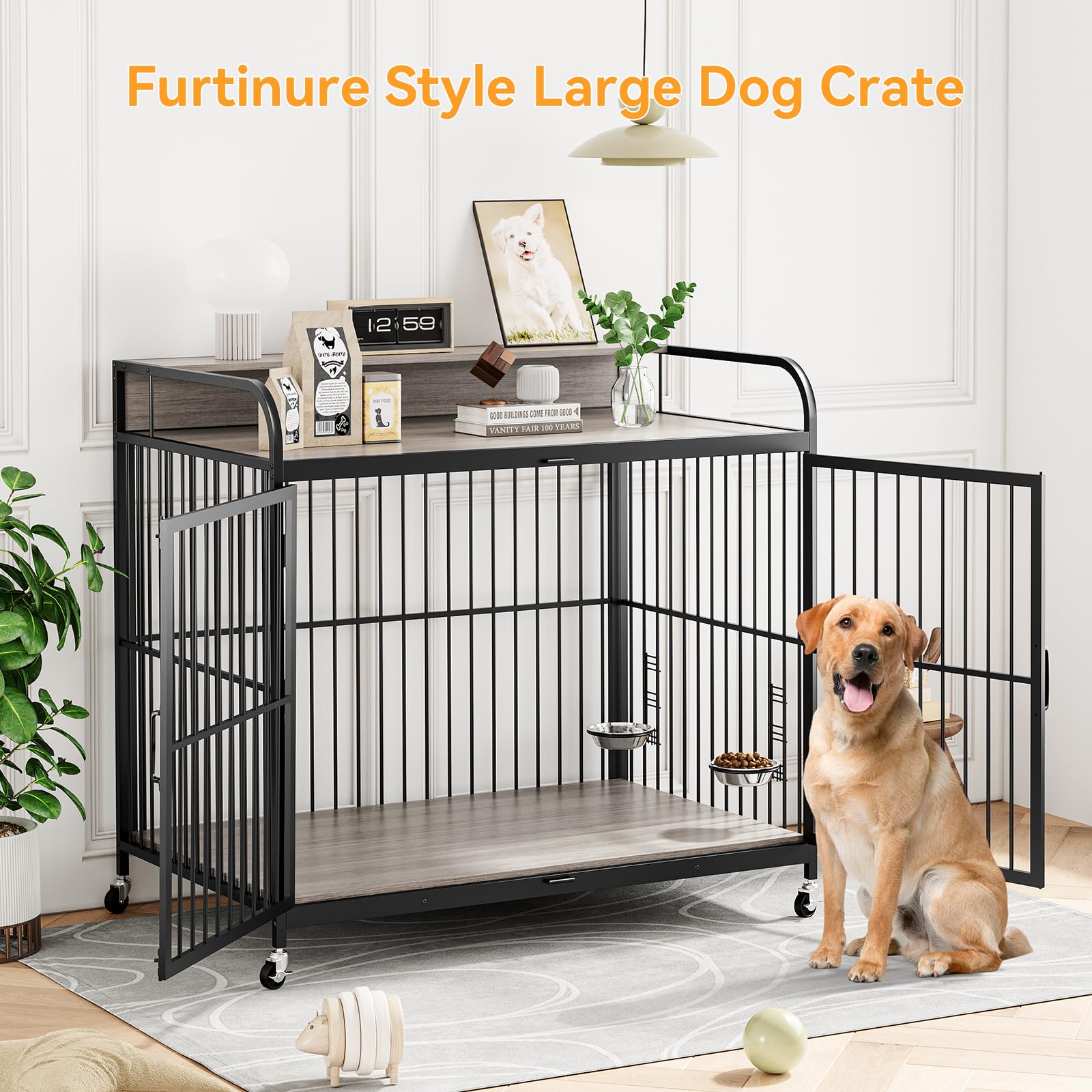 GARVEE 48 Dog Kennel Furniture for Large Dogs Large Dog Crate Wooden