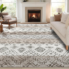 GARVEE Living Room Rug 8x10 Area Rug Large Rug Washable Soft Geometric Rugs Non-Slip Neutral Rugs Non Shedding Morden Indoor Floor Carpet for Living Room Bedroom Office Dining Room Farmhouse Beige