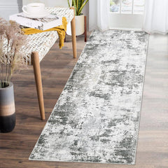 GARVEE Area Rug Living Room 3x5 Modern Abstract Anti-Slip Area Rug Low Pile Distressed Rug Machine Washable Coastal Grey Rugs Floor Mats for Home High Traffic Area - Green/Grey / 4'x6'