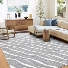 GARVEE 4x6 Rug for Living Room Light Grey Rug for Bedroom High-Low Pile Ultra Soft Rug Shag Rug Non Slip Modern Rug Abstract Floor Mats Throw Rugs for Dining Room No Shedding 4'x6'