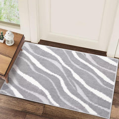 GARVEE Small Grey Rug 2x3 High-Low Pile Ultra Soft Non-Slip Abstract Design Stain Resistant No Shedding for Entryway Bedroom Bathroom