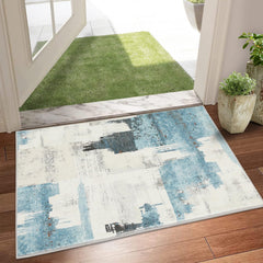 GARVEE Modern Abstract Beige Blue Area Rug, 2x3 Stain Resistant Washable Floor Mat, Non-Shedding, Non-Slip Backing Carpet for Living Room Bedroom Dining Room Office