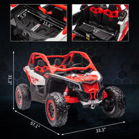 GARVEE 2-Seater Can-Am Ride-On UTV: 4WD, Remote Control, 2x24V Batteries, 4x200W Motors, 23" Seat, EVA Tires, Spring Suspension, for Kids - Red