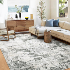 GARVEE Modern Rug 9x12 Large Office Rug Abstract Living Room Rug Distressed Area Rugs Vintage Carpet Contemporary Indoor Carpet for Bedroom Low Pile Floor Cover Beige