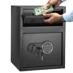 GARVEE Depository Safe Digital Depository Safe Box, Electronic Steel Safe with Keypad, Locking Drop Box with Slot, Metal Lock Box with Two Emergency Keys for Your Valuables