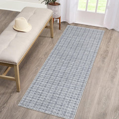 GARVEE Area Rugs 3x5 Washable Plaid Rugs for Hallway Entryway Bedroom Entrance Laundry Bathroom Modern Living Room Floor Carpet Low Pile Checkered Farmhouse Area Rug Non Slip Dark Grey