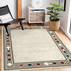 GARVEE Modern Bordered Area Rug 2x3 Non-Slip Soft Polyester, Foldable, Washable, Suitable for Living Room, Bedroom, Entryway