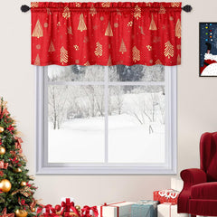 GARVEE Christmas Kitchen Valance Curtains for Windows, Velvet Short Curtains, Christmas Decoration Cafe Curtains, Thermal Insulated Room Darkening Curtain (Red, 52