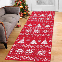 GARVEE Christmas Area Rug 5x7 Snowflake Xmas Tree Boho Floor Cover Machine Washable Non Slip Polyester for Kitchen Bathroom Living Room