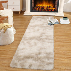 GARVEE Fluffy Area Rug Faux Fur Rugs Non-Shedding Carpet for Bedroom, Soft Shaggy Rug Anti-Slip Floor Cover Fuzzy Rugs for Kids Playroom Classroom Dining Room Decor, Khaki, 2x8