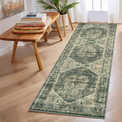 GARVEE Hallway Runner Rug 2x6 - Washable Brown Green Kitchen Rugs Non Slip Soft Touch Carpet Runner Rug Stylish Rug Runner for Home Kitchen Bedroom Brown Green