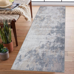 GARVEE Washable Runner Rug 2x6 Rug Runner Modern Rug Non Slip Kitchen Rugs Abstract Indoor Entryway Rug Soft Bath Mat Stain Resistant Carpet for Bedroom Hallway Laundry Nursery 2'x6' Light Grey