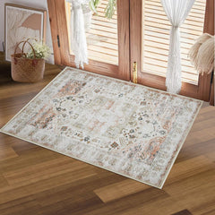 GARVEE Area Rug Vintage Rug Machine Washable Rug for Bedroom Living Room Indoor Floor Cover Foldable Lightweight Thin Rug Distressed Carpet Non Slip Chenille Rug - Taupe / 2'x3'