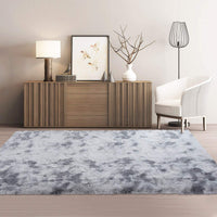 GARVEE 10x13 Fluffy Area Rugs for Living Room Large Plush and Thick Shag Rug Non-Slip Non-Shedding Tie Dye Accent Rug Carpet for Bedroom, Faux Fur Fuzzy Shaggy Rugs for Kids Dorm, Light Grey