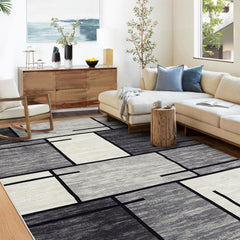 GARVEE Washable Rug 4x6 Rug for Living Room Geometric Modern Rug Non Slip Entryway Rug Rectangle Area Rug for Bedroom Stain Resistant Soft Throw Rugs Low Pile Carpet for Dining Room Grey 4'x6'