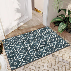 GARVEE Kitchen Rug 2x3 Small Indoor Mat Washable Entrance Rug Boho Rug Modern Geometric Area Rugs for Entryway Laundry Bathroom Trellis Rug Distressed Area Rugs Low Pile Non Slip Rug Blue