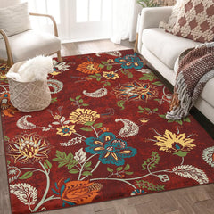 GARVEE Modern Floral Washable Area Rug - Non-Slip, Low Pile, Premium Polyester, Stain & Water Resistant, for Living Room, Bedroom, Kitchen