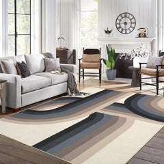 GARVEE Modern Area Rug, 4x6 Water Resistant Carpet Low Pile Non-Slip Soft Rug Bedroom Dining Room or Home Office, Colorful Modern Design Indoor Floor Carpet Beige/Grey/Brown