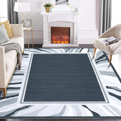 GARVEE 9x12 Area Rug Large Washable Rug Modern Bordered Area Rug for Living Room Contemporary Bedroom Rug Low Pile Anti-Slip Backing Indoor Carpet Aesthetic Foldable Rug for Dining Office Grey