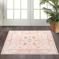 GARVEE Boho Rug Washable 2x8 Runner Non-Slip Floral Vintage Oriental Pearl Velvet Soft for Hallway, Kitchen, Entryway