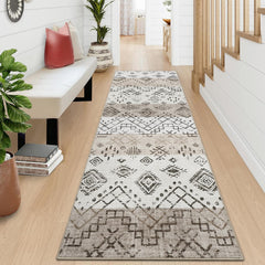 GARVEE Runner Rug 2x6 Hallway Rug Geometric Area Rug Small Washable Kitchen Rug Entryway Rug, Soft Non Slip Long Hallway Rug for Bedroom Bathroom Laundry Entryway Staircase Foyer (Beige,2'x6')