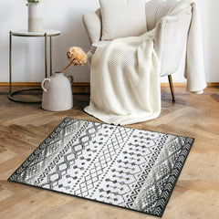 GARVEE Boho Moroccan Area Rug 2x3 Washable Non-Skid Grey Mat for Bedroom, Bath, Kitchen - Faux Wool, Low-Pile, Stain-Resistant