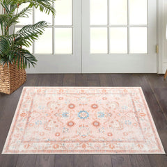 GARVEE Boho Floral Medallion Area Rug, 2x3 Washable Indoor Accent Carpet with Low-Pile, Non-Slip Soft Rug for Entryway, Bedroom, Living Room, Office, Kitchen