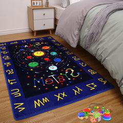 GARVEE Kids Solar System Educational Rug Galaxy Outer Space Kids Rugs for Playroom Learning Planet Non Slip Kids Playmat Car Rug for Kids Bedroom Nursery Playroom Classroom, 3' x 5'