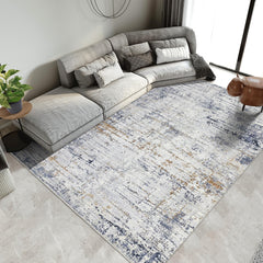 GARVEE Washable Rugs 9x12 Rug Contemporary Distressed for Living Room Bedroom Modern Abstract Office Rug Low Pile Neutral Soft Nursery Rug Non Slip Farmhouse Floor Cover Blue Orange