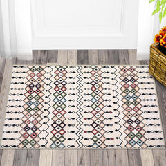 GARVEE Trellis Area Rug 3x5 Geometric Design, Faux Wool Plush, Non-Slip, Washable, Low Pile, Living Room, Bedroom