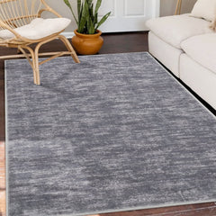 GARVEE Washable Rug 5 x 7 Floral Large Area Rug Disstressed Modern Carpet for Bedroom Living Room Area Rug Aesthetic Floor Cover Non-Shedding Anti-Slip Carpet Mat Office Patio Rug, Grey