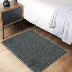 GARVEE Small Entryway Rug 2x3 Throw Doormat Modern Abstract Floor Cover Low Pile Non Slip Contemporary Rug Boho Accent Carpet Coastal Wave Bohemian Bedroom Rug for Living Room Bedroom, Grey