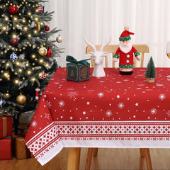 GARVEE Christmas Snowflake Tablecloth 60×102 Inch, Red Washable Table Cover for Festive Party Picnic Dinner Decor