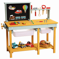 GARVEE Workbench with drawers, Pretend Play Toys Workbench for Kids,Workshop with Building Tools Sets,Construction Toys Educational Gift for Toddlers Boys & Girls Age 3-5